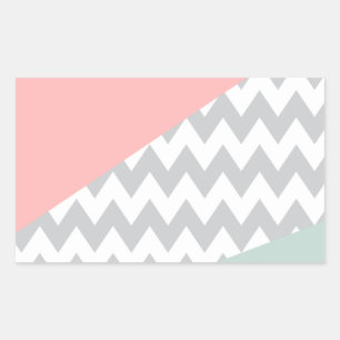 Gray Chevron Mint en Coral Rechthoekige Sticker