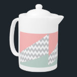 Gray Chevron Mint et Coral<br><div class="desc">Coins en diagonale vert menthe et corail avec centre en chevron gris</div>