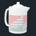 Gray Chevron Mint et Coral<br><div class="desc">Coins en diagonale vert menthe et corail avec centre en chevron gris</div>