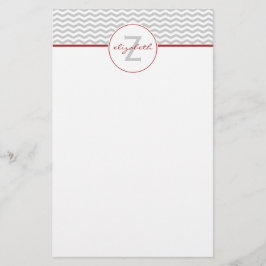 Gray Chevron Monogram Briefpapier