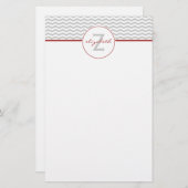 Gray Chevron Monogram Briefpapier (Voorkant / Achterkant)