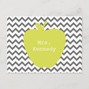 Gray Chevron Neon Apple leraar Briefkaart