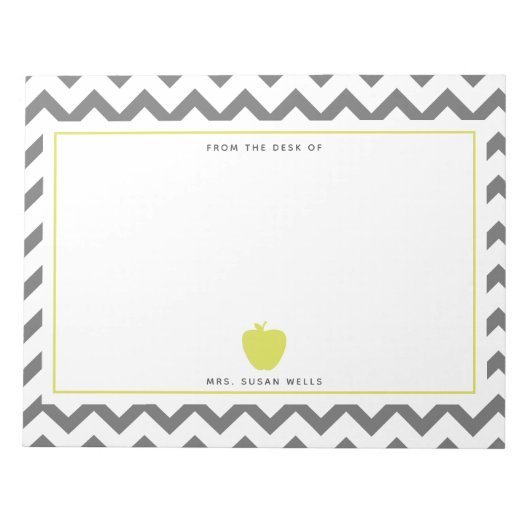 Gray Chevron Neon Apple leraar Notitieblok (Voorkant)
