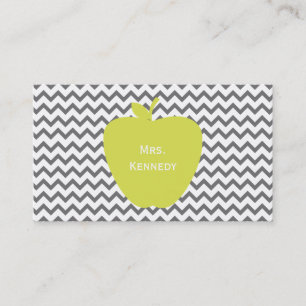 Gray Chevron Neon Apple leraar Visitekaartje