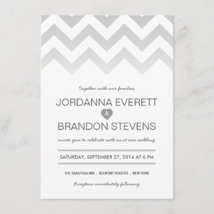 Gray Chevron Ombre Wedding Invitations Kaart
