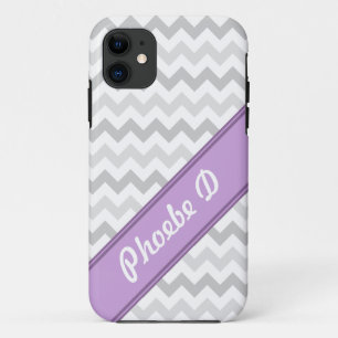 Gray Chevron Paars gepersonaliseerd iPhone 5 Hoesj 11 Hoesje