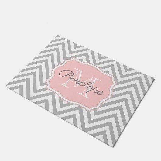 Gray Chevron Pattern Deurmat (Schuin)