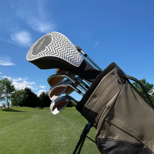 Gray Chevron Persoonlijk Golf Head Hoesje Golfheadcover