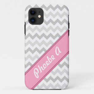 Gray Chevron Pink gepersonaliseerd iPhone 5 Hoesje