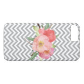 Gray Chevron Pink Waterverf Floral Case-Mate iPhone Case (Achterkant (Horizontaal))