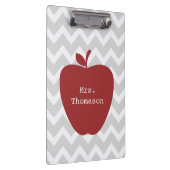 Gray Chevron Red Apple leraar klembord (Rechts)