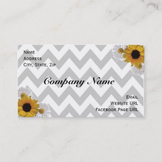 Gray Chevron Sunflower Daisy Country Visitekaartje