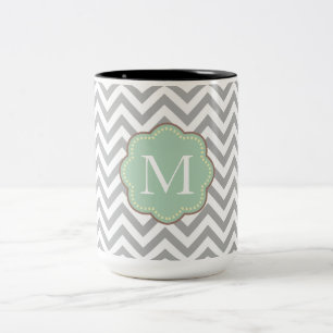Gray Chevron Tweekleurige Koffiemok