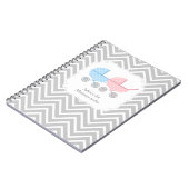 Gray Chevron Twin Stroller Advice voor mamma Notitieboek (Linkerzijde)