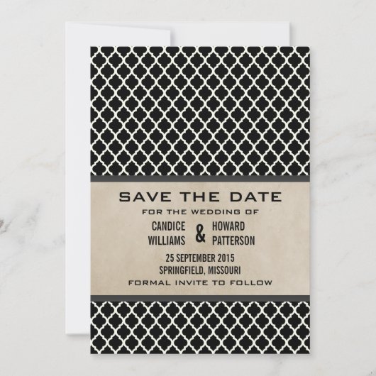 Gray Chic Quatrefoil Save the Date Invite (Voorkant)