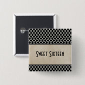 Gray Chic Quatrefoil Sweet 16 Button (Voorkant /achterkant)
