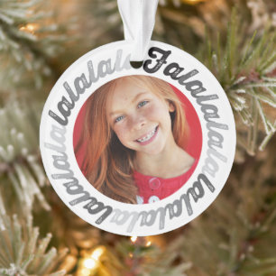 Gray Circle Falalalala Bold Script Photo Noël