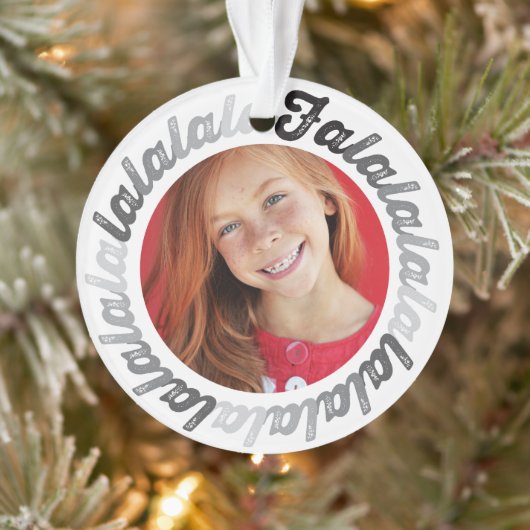 Gray Circle Falalalala Bold Script Photo Noël (Arbre)