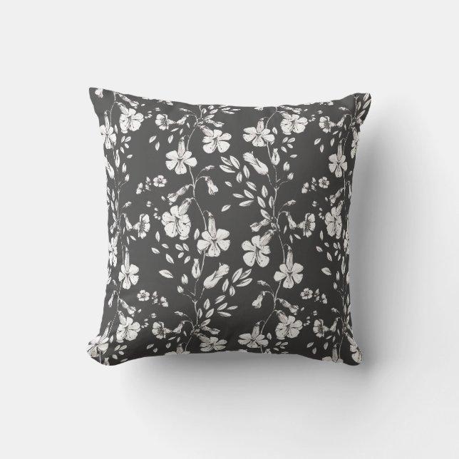 Gray Classic Botanical Florals Wedding Gift Kussen (Voorkant)