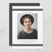 Gray Classic Stripes Modern 2022 Foto Afstuderen Aankondiging (Voorkant / Achterkant)