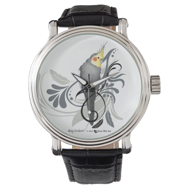 Gray Cockatiel Horloge (Voorkant)