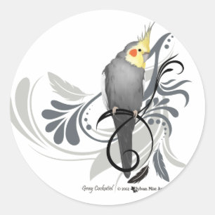 Gray Cockatiel Ronde Sticker