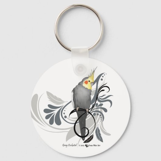 Gray Cockatiel Sleutelhanger (Voorkant)