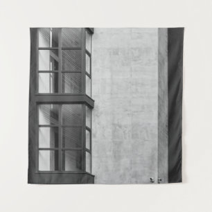GRAY CONCRETE BOUW MET GLASS-VENSTER WANDKLEED