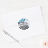 Gray Coral Aqua Peacock Feathers Weddenschap Ronde Sticker (Envelop)