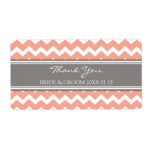 Gray Coral Chevron Étiquettes de mariage