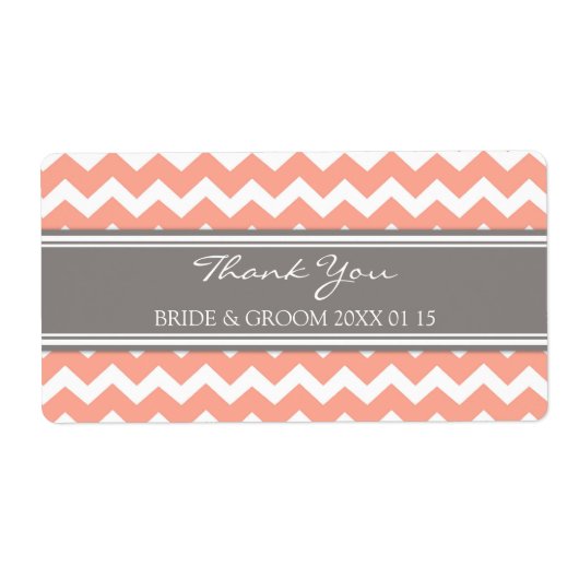 Gray Coral Chevron Étiquettes de mariage (Devant)