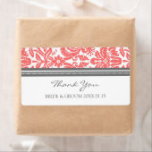 Gray Coral Damask Wedding Labels (Insitu)