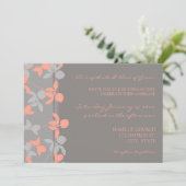Gray Coral Floral Foto Weddenschap Kaarten (Staand voorkant)