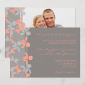 Gray Coral Floral Foto Weddenschap Kaarten (Voorkant / Achterkant)