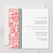 Gray Coral Wedding Vow Renewal Uitnodiging (Achterkant)