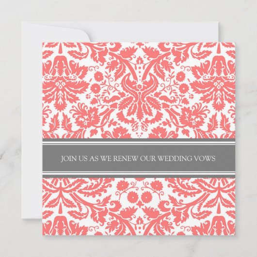 Gray Coral Wedding Vow Renewal Uitnodiging (Voorkant)