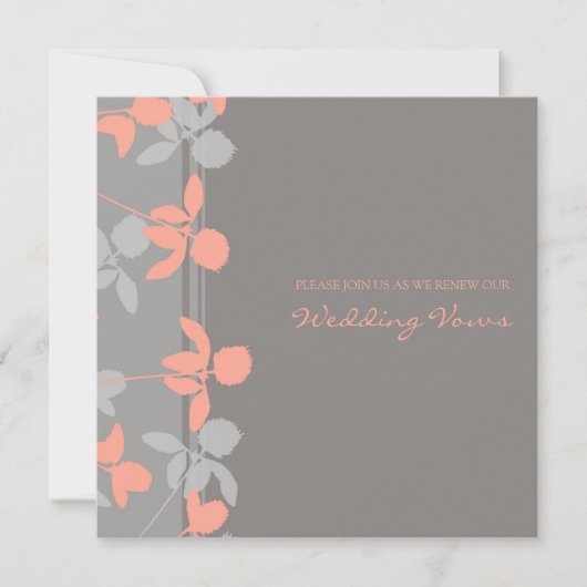 Gray Coral Wedding Vow Renewal Uitnodigingen (Voorkant)