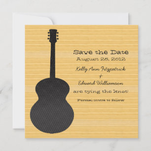 Gray Country Guitar Enregistrer la date Invitation