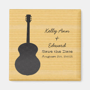 Gray Country Guitar Save the Date Magnet Magneet