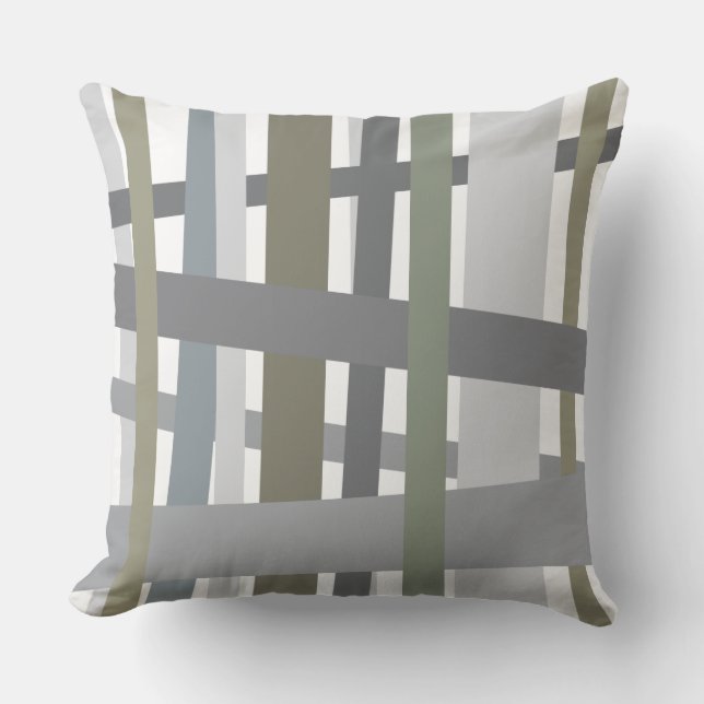 GRAY CRAZY LINES DESIGN Retro Sierkussen (Voorkant)