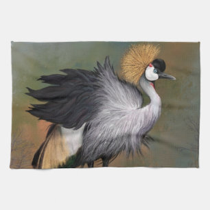 Gray Crowned Crane Kitchen Towel Theedoek