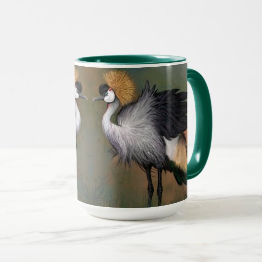 Gray Crowned Crane Mug Beaux oiseaux (Devant droit)