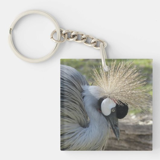 Gray Crowned Crane Sleutelhanger (Voorkant)