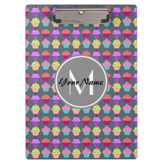 Gray Cupcakes, gepersonaliseerde naam Monogram Klembord