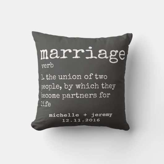 Gray Custom Couple's Definition Wedding Pillow Kussen (Voorkant)
