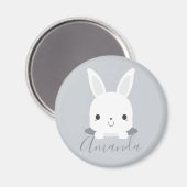 Gray Cute Little Bunny Rabbit met aangepaste naam Magneet (Voorkant / Achterkant)