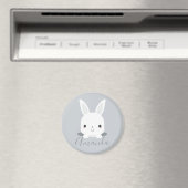 Gray Cute Little Bunny Rabbit met aangepaste naam Magneet (Insitu (Vaatwasser))