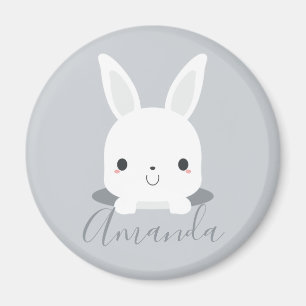 Gray Cute Little Bunny Rabbit met aangepaste naam Magneet