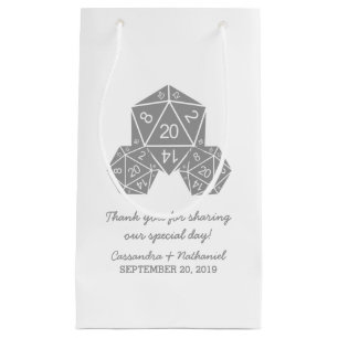 Gray D20 Dice Wedding Gift Bag Klein Cadeauzakje