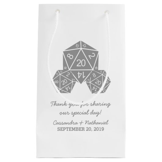 Gray D20 Dice Wedding Gift Bag Klein Cadeauzakje (Voorkant)